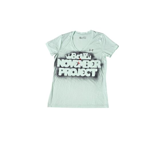 Under Armour Loose Fit November Project V-Neck Shirt S Green Fit HeatGear - Picture 1 of 10